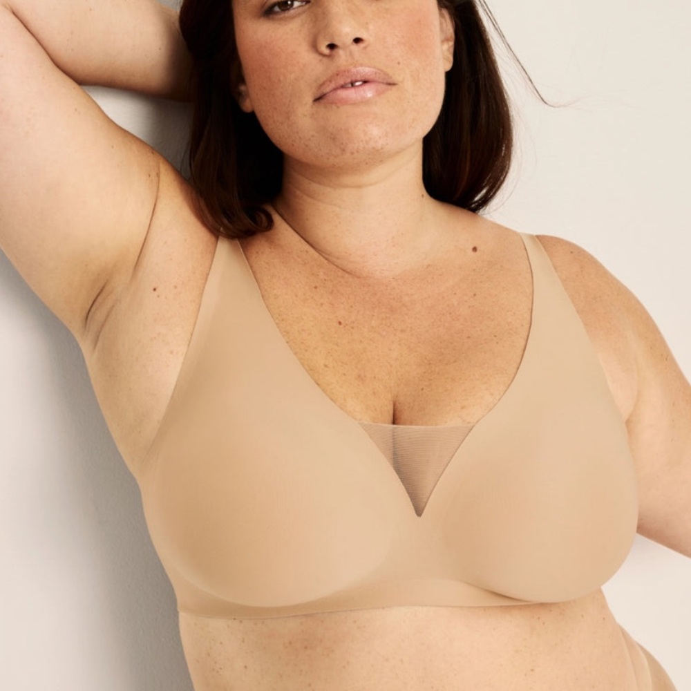 Knix Shadow Mesh Bra size XXXXL+ color warm sand wireless bra NEW